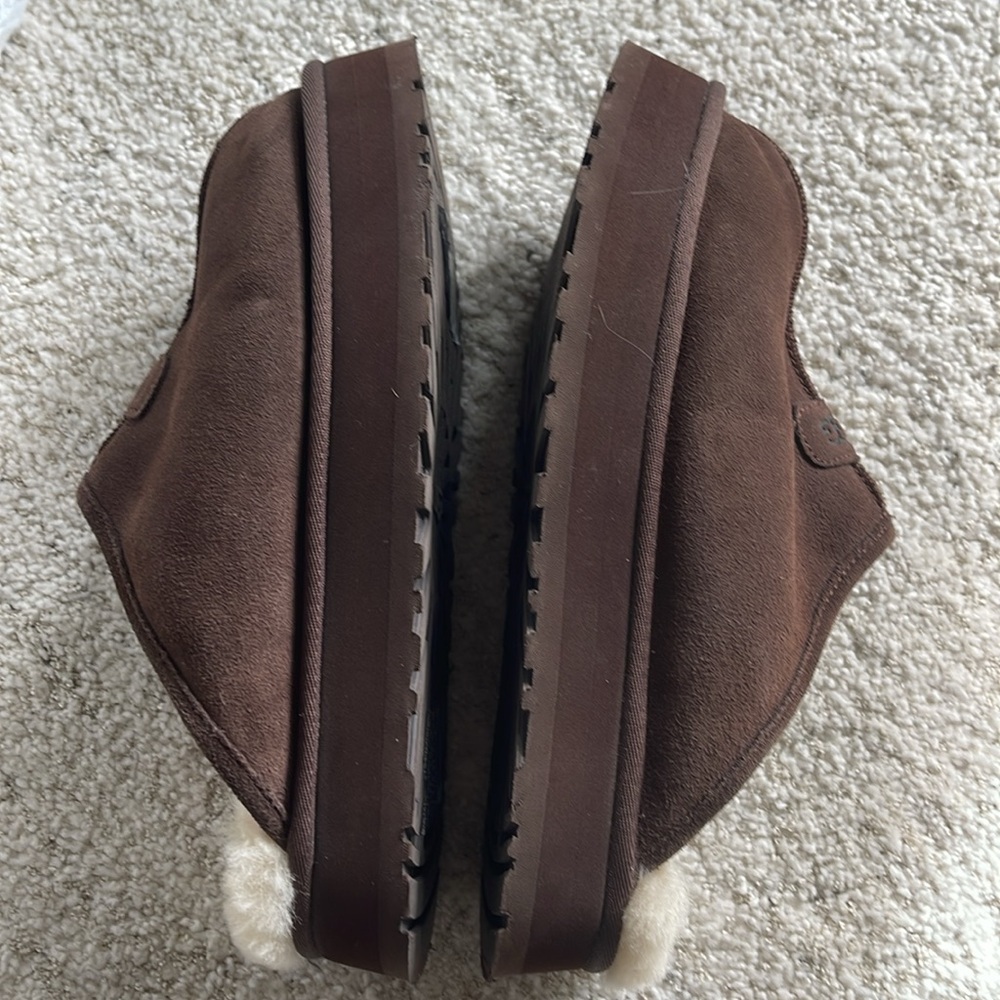 UGG Brown Suede Platform Mule Slippers - Picture 2 of 8
